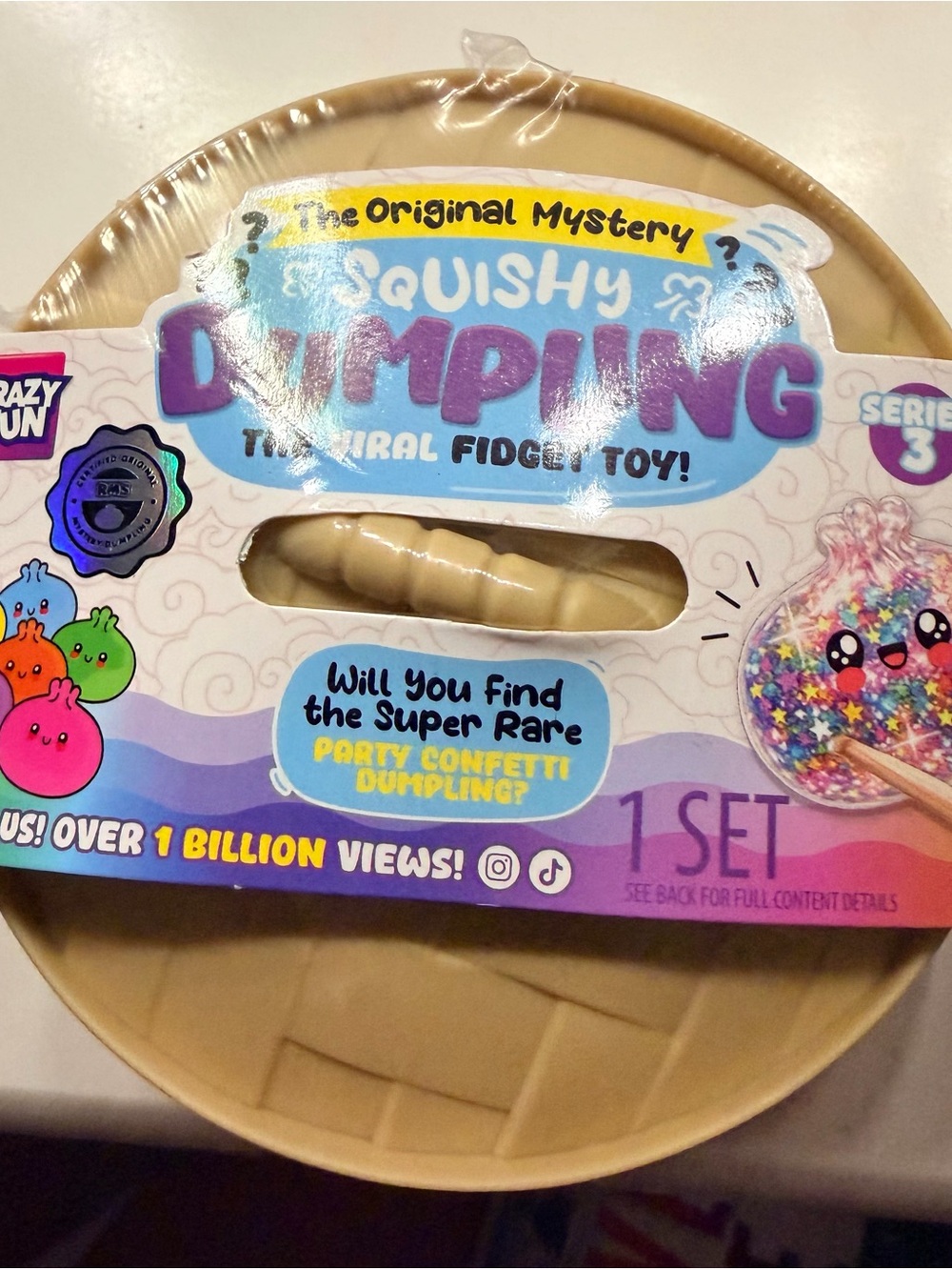 Squishy Dumpling Mystery Toy - Beige Party Confetti Duplling (Series 3)